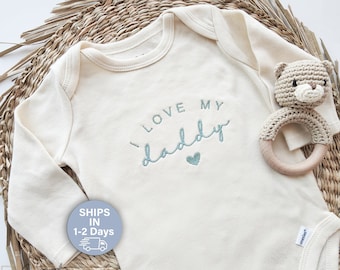 Embroidered I Love My Daddy ONESIES® brand, hello daddy ONESIES® brand, husband pregnancy announcement, Mom Dad 110