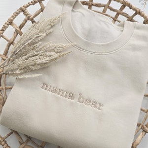 Embroidered Mama Bear Wife gift Matching Sweatshirts Mama Sweatshirt, Pregnancy Announcement, Christmas gift for Mom Crewneck P15, P16