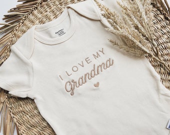 Grandma Baby ONESIES® brand, Cute I Love My Grandma ONESIES® brand, Custom Grandma Shirt, pregnancy announcement Grandparents 414