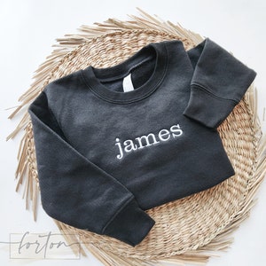 Custom Name Embroidered Crewneck Toddler Sweatshirt - Embroidered Youth Sweatshirt, Personalized Name Sweatshirt - Kids name Sweatshirt Z69