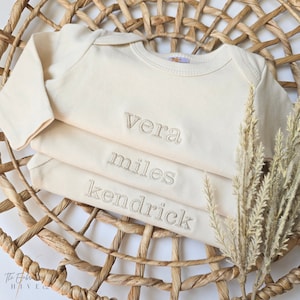 Embroidered Pregnancy Announcement ONESIES® brand Personalized Baby Name ONESIES® brand, Custom Girl Boy Natural Baby Name ONESIES® Z93