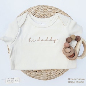 Embroidered hi daddy ONESIES® brand hello daddy ONESIES® brand husband pregnancy announcement, custom onesie® Brand, Mom Dad 103