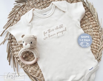 For this Child We Have Prayed Onesies® Announcement IVF Baby Onesies® Brand, Pregnancy Announcement, Answered Prayer, Religious 1002