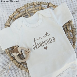Embroidered ONESIES® brand, First Grandchild, Baby Bodysuit Pregnancy Announcement Grandparents ONESIES® brand, First Grandbaby, F20
