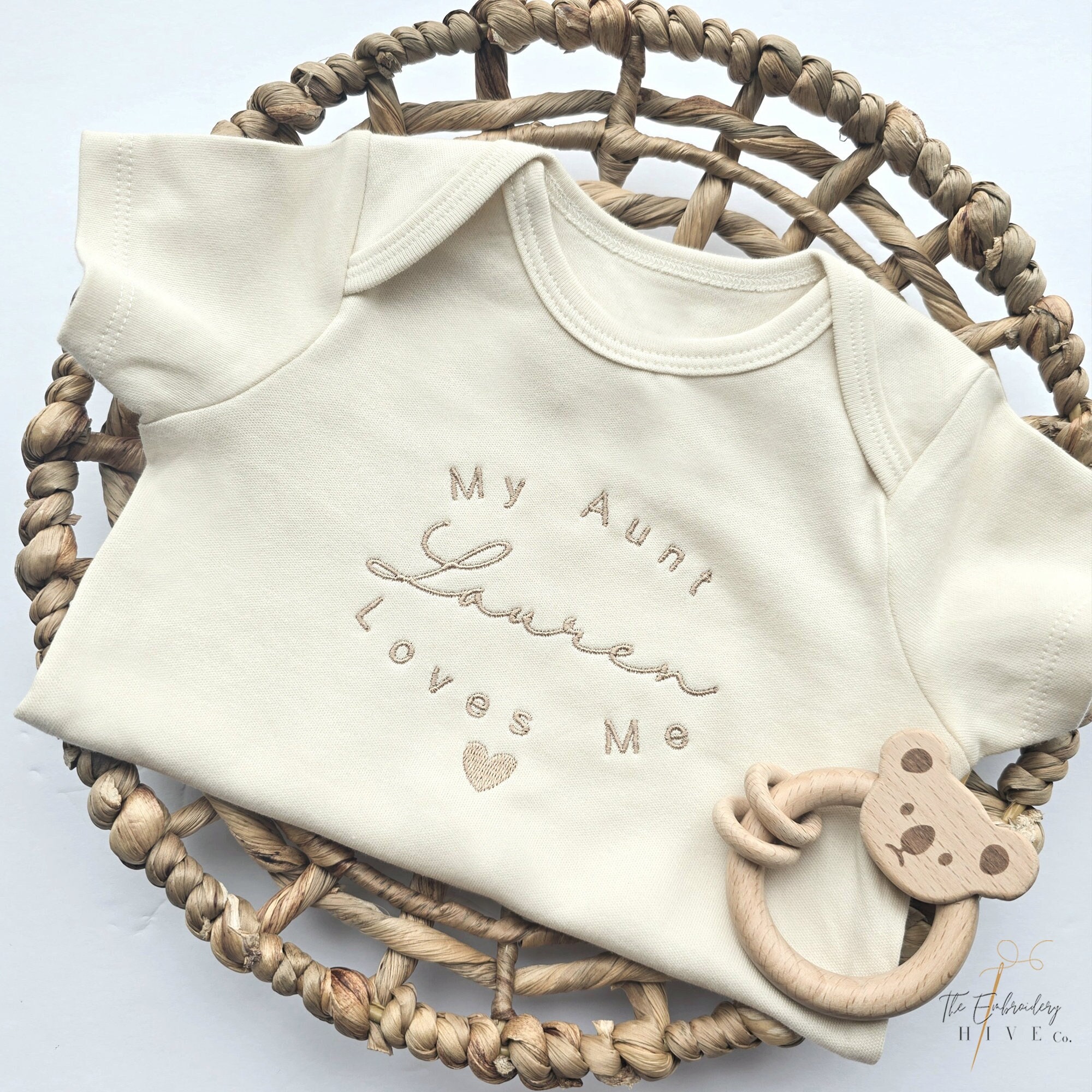 Embroidered My Aunt Loves Me Onesies® Baby ONESIES® brand, Pregnancy Announcement, Gift for Aunt, Personalized Aunt Name Aunt Gift Z110