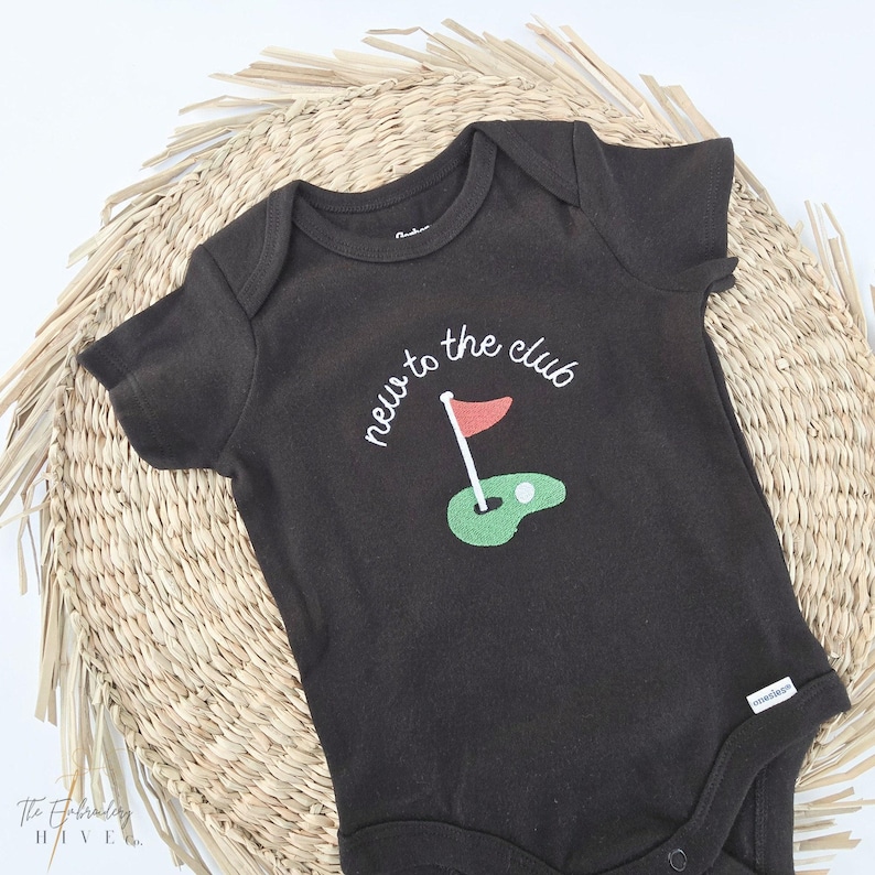 Embroidered New to the Club ONESIES® brand, Baby Golf Club, Daddy's Golfing Buddy, Pregnancy Baby Announcement, Unique Bodysuit, L239 bild 6