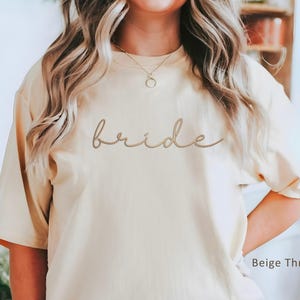 Embroidered Bride Shirt, Custom Embroidered Shirt, Bachelorette Shirts, Getting Ready, Wedding Day Shirt, Personalized Bride, Women 104