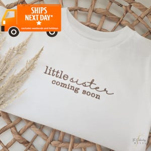 Camisa bordada "Hermana pequeña" para anunciar el embarazo de su bebé, para la familia, los abuelos, el esposo y el niño pequeño, tamaño D34