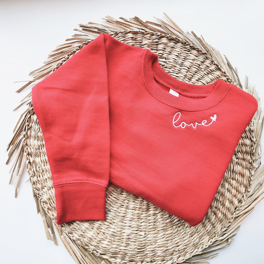 Embroidered Love Collar Sweatshirt Kids Toddler, Embroidered Youth