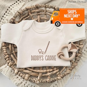 Embroidered Daddy's Caddy ONESIES® brand, Baby Golf Club, Daddy's Golfing Buddy, Pregnancy Baby Announcement, Unique Bodysuit, Caddie L285