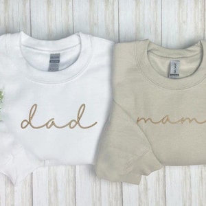 Mama Embroidered Sweatshirt, Custom Embroidered Mom & Dad Sweatshirt, Baby Announcement, Daddy Est Year Shirt, Gift New Dad Mom, W124, M211