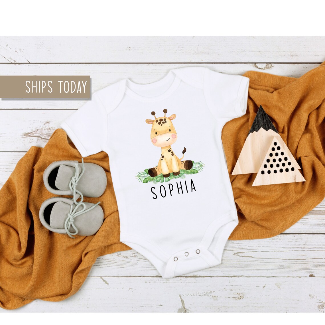Giraffe Onesie for Baby Personalized Giraffe Baby Onesie Etsy
