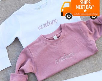 Custom Name Embroidered Crewneck Toddler Sweatshirt - Embroidered Youth Sweatshirt, Personalized Name Sweatshirt - Kids name Sweatshirt Z5