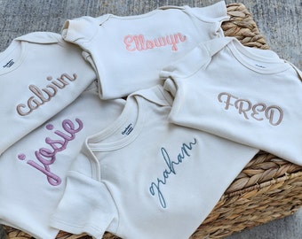 Embroidered Onesies® Brand, Custom Onesies® for babies, baby announcement, Baby gift, Name Onesies® Natural Personalized Onesies® Brand