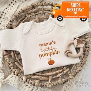 Embroidered  Mama's Little Pumpkin ONESIES® Brand, Cute Fall Bodysuit, Pregnancy Announcement ONESIES® Brand, Fall Baby Bodysuit A10