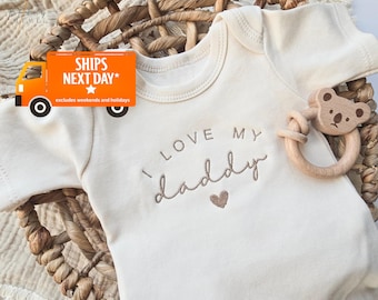 Embroidered I Love My Daddy ONESIES® Brand, hello daddy Onesies® Brand, husband pregnancy announcement, custom Onesie® Brand, Mom Dad 110
