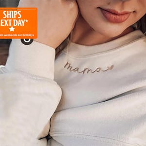 Mama Embroidered Sweatshirt Custom Collar Mama Collar Sweatshirt Mama Sweater Mama Crewneck New Mom Gift Pregnancy Announcement Women 120