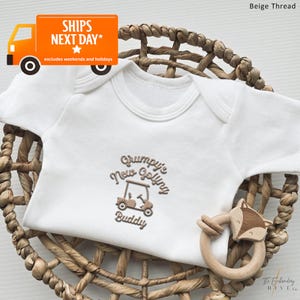 Embroidered Grumpy's new Golfing Buddy, Baby Bodysuit, ONESIES® Brand Onesie®, Baby Reveal Outfit, Newborn Gift Idea, N13