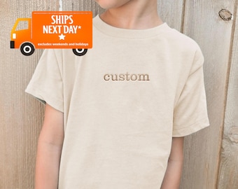 Embroidered Custom Shirt Toddler Shirt, Personalized Shirt for Kids, Neutral Shirt Toddler Youth Shirt, Unique Girl  Boy Name Shirt Z53