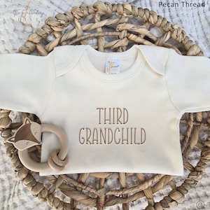 Embroidered ONESIES® brand, Third Grandchild, Surprise to Grandparents, Pregnancy Announcement ONESIES® brand, Grandbaby, Grandparents 449