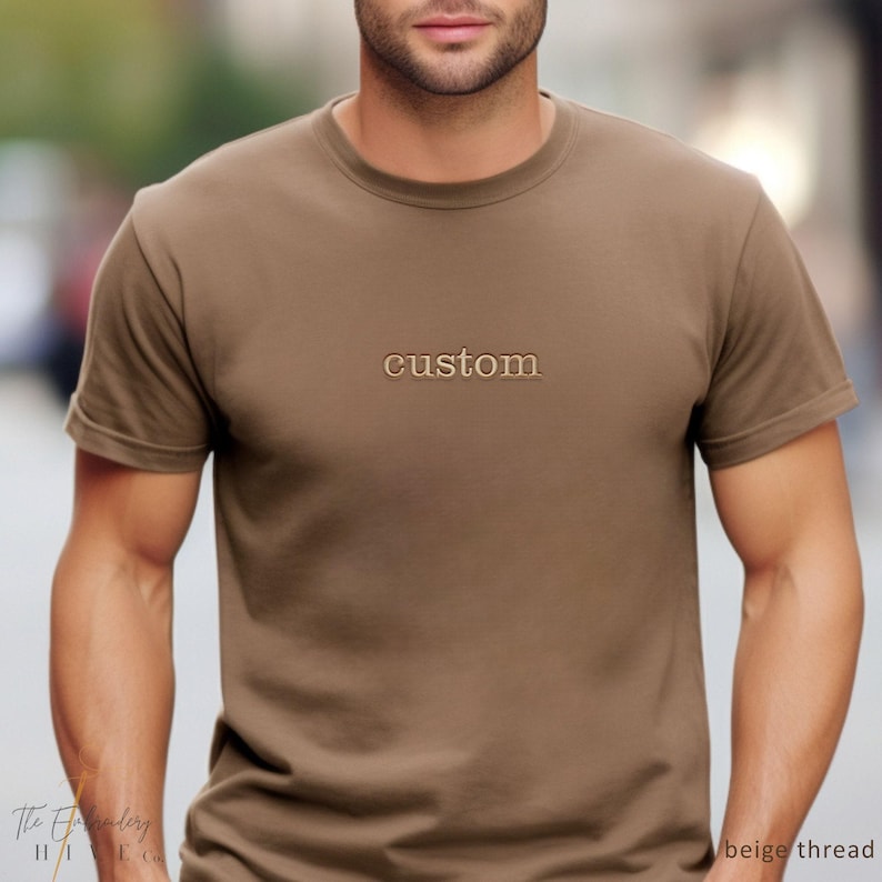 Custom Embroidered T shirt, Custom Embroidered Tshirt, Embroidered Tee, Custom Tee, Personalized Embroidered T Shirt, Center Front Design X5 image 8