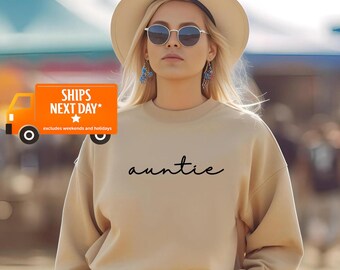 Auntie Sweatshirt Embroidered, Custom Auntie Sweatshirt with Children Name on Sleeve, Auntie with Nieces Nephews Names, Aunt Gift, Women 101