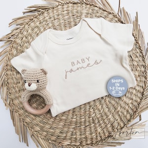 Embroidered ONESIES® brand, Personalized Baby Girl Boy ONESIES® brand, Custom Girl Natural Baby Name Expecting Due Date ONESIES® brand Z63