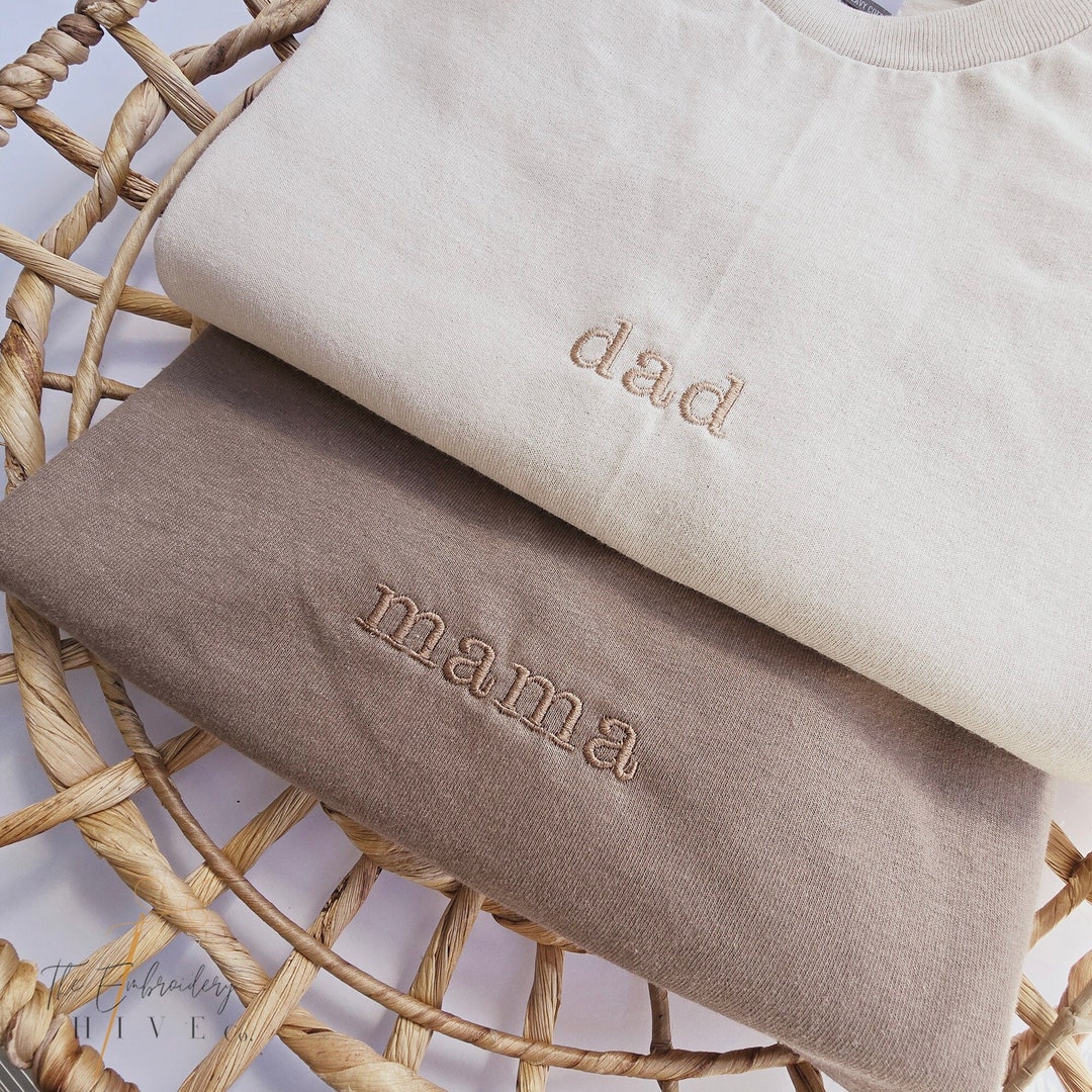 Embroidered Mama Dad Shirt, Mom Shirt, New Mom, New Dad, T-shirt, Mommy ...