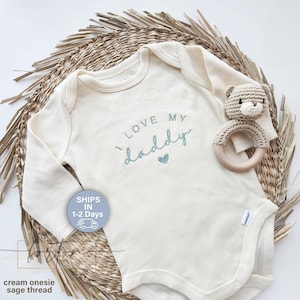 Embroidered I Love My Daddy ONESIES® brand, hello daddy ONESIES® brand, husband pregnancy announcement, Mom Dad 110