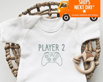 Embroidered Player 2 Game ONESIES® brand Personalized Baby Girl Boy ONESIES® brand Custom Baby Gift Gaming ONESIES® brand X Box Husband Z210