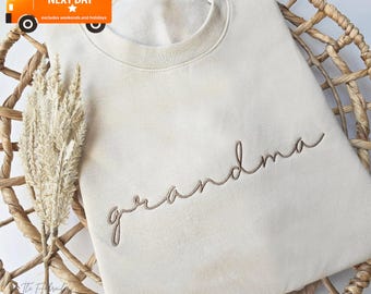 Embroidered Grandma Sweatshirt Custom Grandma Est Sweatshirt, Pregnancy Announcement, Grandma Gift, Nana, Gigi, Mother's Day Gift, Women 107