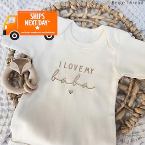 Embroidered I Love My Baba Bodysuit, I Love My Daddy ONESIES® brand, Hi Daddy, Hello Daddy ONESIES® brand, husband pregnancy announcement F2