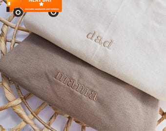 Embroidered Mama Dad Shirt, Mom Shirt, New Mom, New Dad, T-Shirt, Mommy Birthday Gift, Mother's Day Gift for Mom, Dad Gift, Woman W195 M223