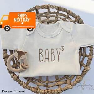 Embroidered BABY ONESIES® brand, Pregnancy Announcement to family,  Personalized Baby Girl Boy ONESIES® Baby Number, First Baby Squared Z121