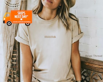 Camisa bordada para mamá, regalo de Navidad para mamá, camisa minimalista para mamá, regalo del Día de la Madre para mamá, anuncio de bebé, Gigi, papá, mujer 195