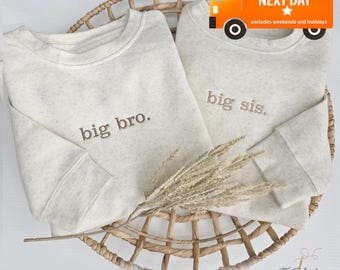 Big Bro Sweatshirt Big Sis Big Brother Embroidered Toddler Sweatshirt Big Bro, Pregnancy Announcement Personalized Siblings S8, S9