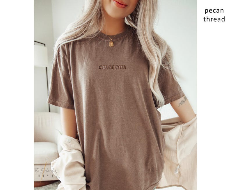 Custom Embroidered T shirt, Custom Embroidered Tshirt, Embroidered Tee, Custom Tee, Personalized Embroidered T Shirt, Center Front Design X5 image 3