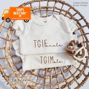 Embroidered TGIM, Thank God It's a Male, Onesies® Brand, Unique Pregnancy Announcement to Family, Surprise to Husband, L 206/207