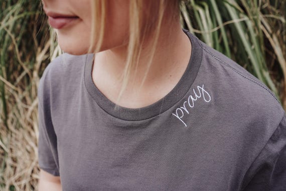 Embroidered Pray Shirt Collar, Christian Shirts, Faith T-shirt, Religious Shirt, Christian Tees, Christian Shirts, Religious 1027