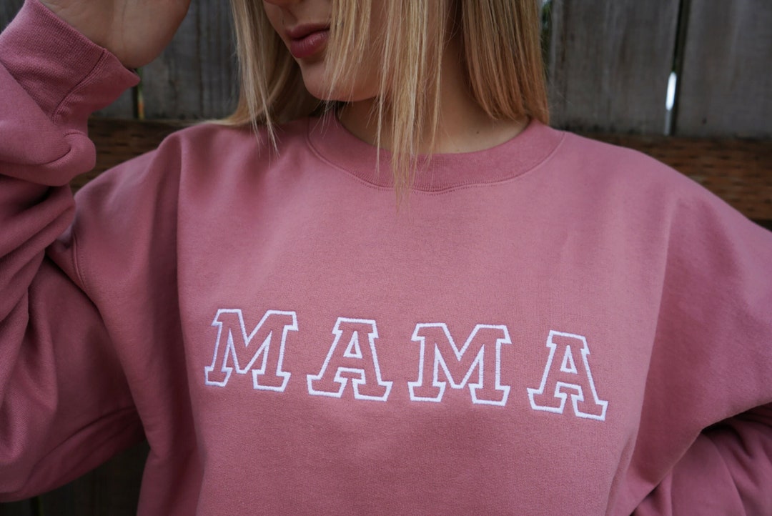 Mama Embroidered Crewneck Sweatshirt Embroidered Mom Crewneck Etsy