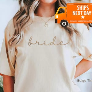 Embroidered Bride Shirt, Custom Embroidered Shirt, Bachelorette Shirts, Getting Ready, Wedding Day Shirt, Personalized Bride, Women 104