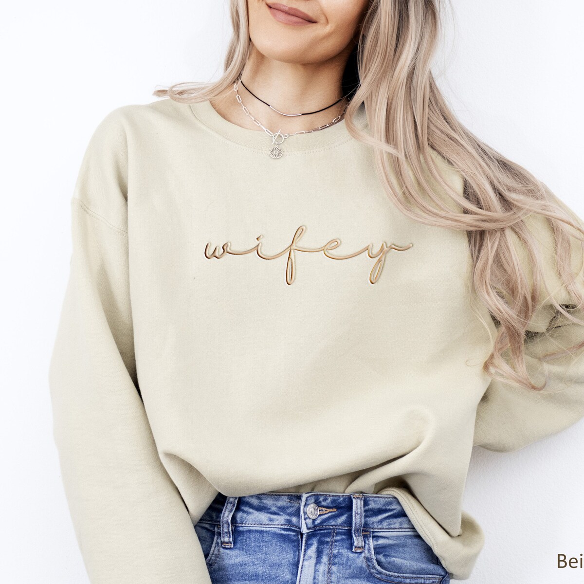 Wifey Embroidered Sweatshirt - Etsy