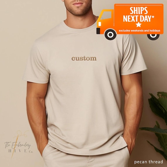Custom Embroidered T shirt, Men, Women, Unisex Custom Embroidered Tshirt, Tee, Custom Tee, Personalized Embroidered T-Shirt Center X5
