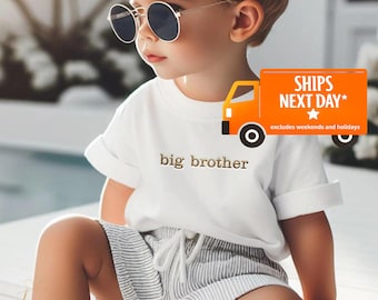 Embroidered Big Brother Shirt, T-Shirt, Tee, Big bro Baby Pregnancy Announcement to Family, Grandparents, Husband, Toddler, Siblings 824