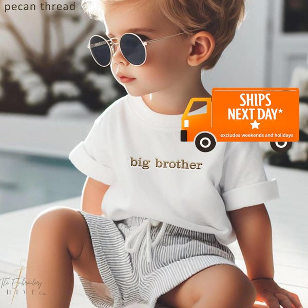Camisa bordada de Hermano Mayor, camiseta, camiseta, anuncio de embarazo de bebé de Hermano Mayor para familiares, abuelos, esposo, niño pequeño, hermanos 824