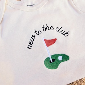 Embroidered New to the Club ONESIES® brand, Baby Golf Club, Daddy's Golfing Buddy, Pregnancy Baby Announcement, Unique Bodysuit, L239 bild 3