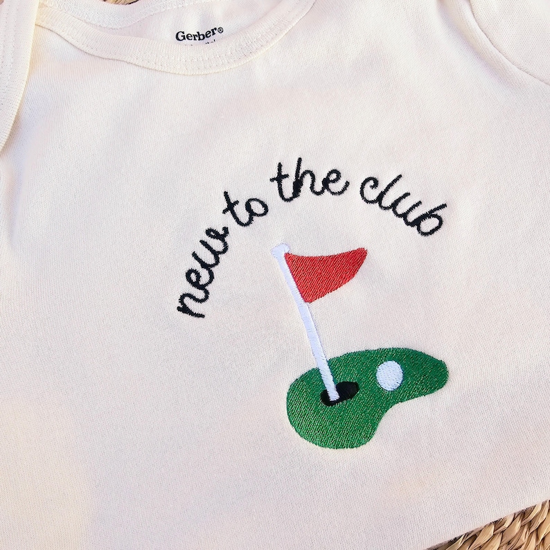 Embroidered New to the Club ONESIES® brand, Baby Golf Club, Daddy's Golfing Buddy, Pregnancy Baby Announcement, Unique Bodysuit, L239 bild 3