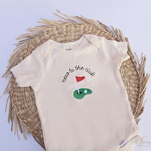 Embroidered New to the Club ONESIES® brand, Baby Golf Club, Daddy's Golfing Buddy, Pregnancy Baby Announcement, Unique Bodysuit, L239 bild 5