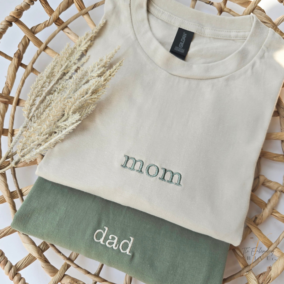 Embroidered Mama Dad Shirt, Mom Shirt, New Mom, New Dad, T-shirt, Mommy ...