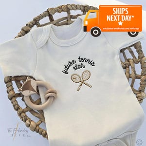 Embroidered Future Tennis Star ONESIES® brand, Baby Tennis Club, New to the Club, Pregnancy Baby Announcement, Unique Bodysuit, L259